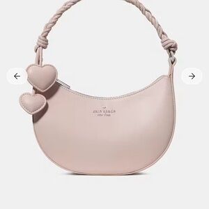 Kate Spade Nova braided strap Blush Pink Shoulder Bag with Heart Accents NWT